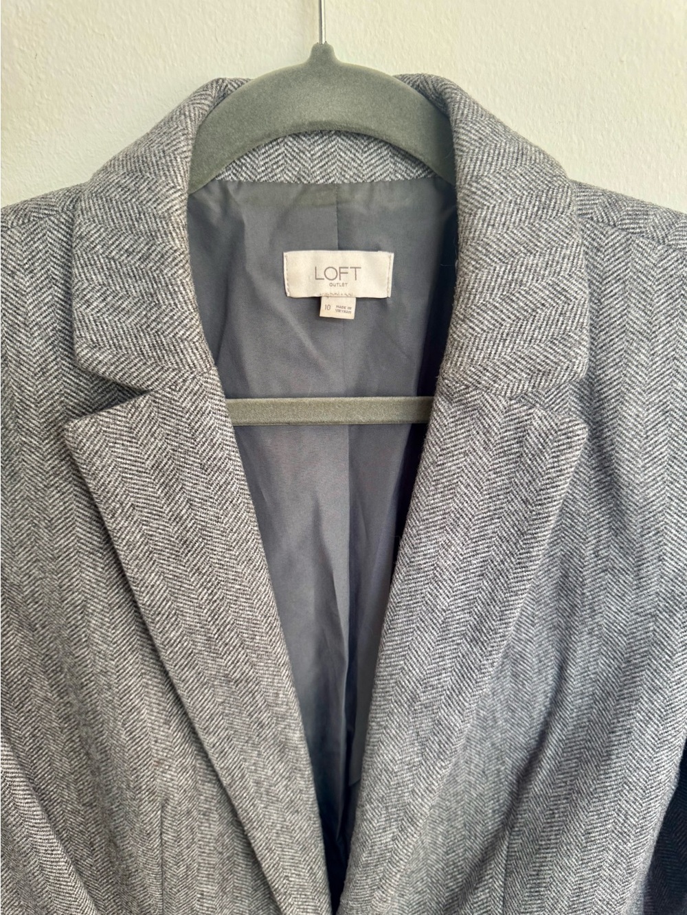 LOFT Gray Herringbone Blazer Jacket